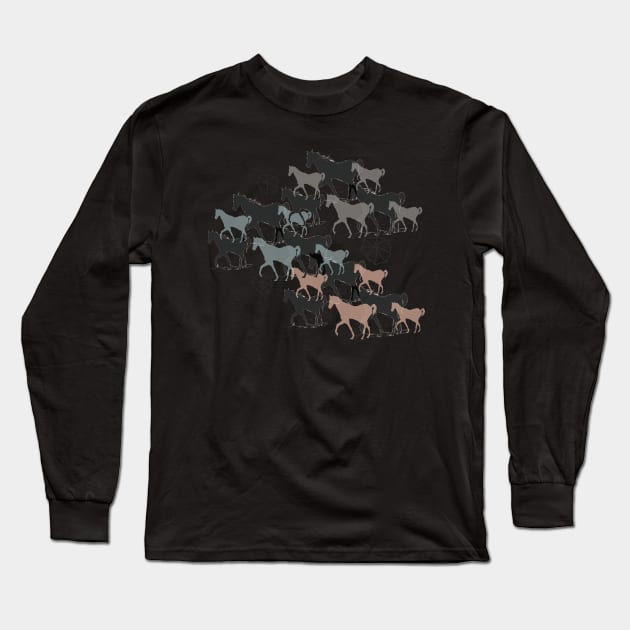 Horse Pattern Long Sleeve T-Shirt by elenorDG